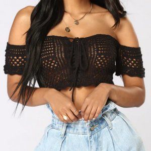 Fashion Nova Here To Stay Crochet Top Sz: L